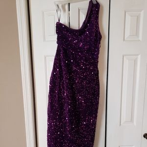 Long formal purple sequins dress